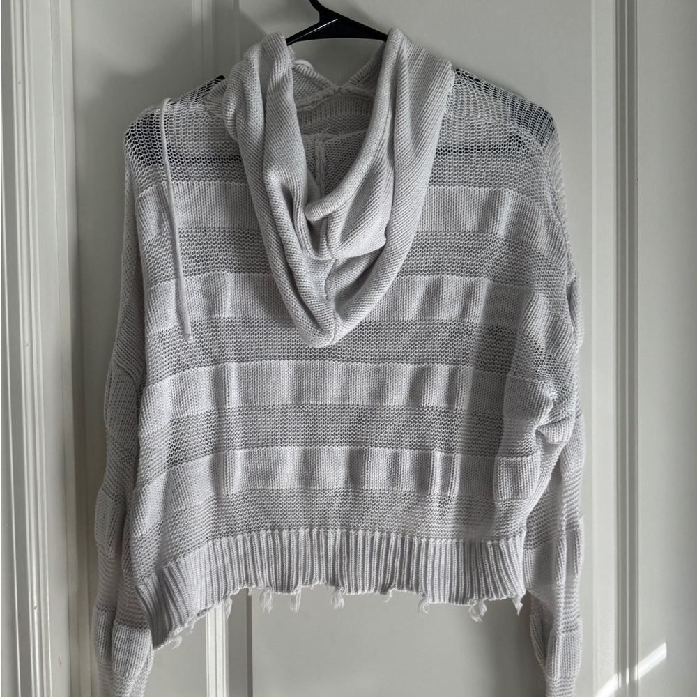 Elan Cream Open-Knit Cowl Neck Sweater